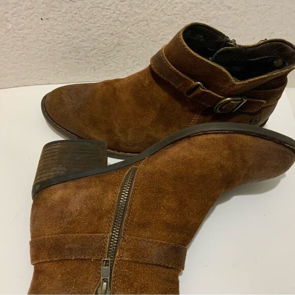 Born ankle boots brown leather side zip accent buckle 9.5 - Picture 3 of 16